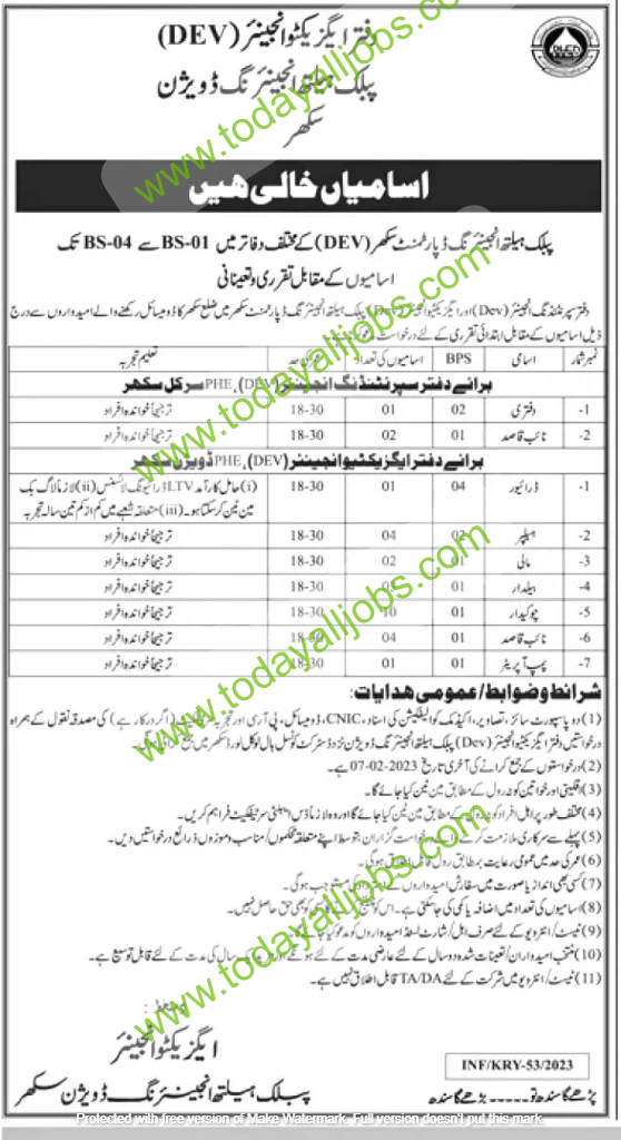 Public Health Engineering Department Sukkur Jobs 2023 558x1024 1 Today All Jobs