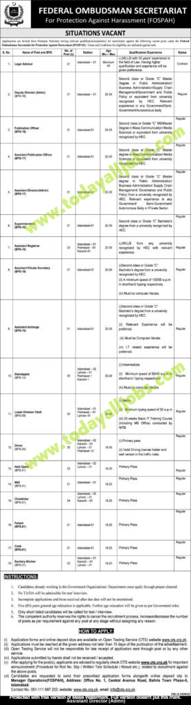 Federal Ombudsman Secretariat Jobs 2023 278x1024 1 Today All Jobs