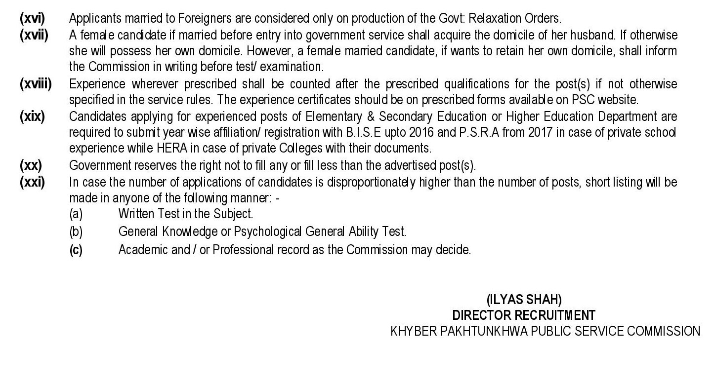 KPK Public Service Commission Jobs advertisement 2023