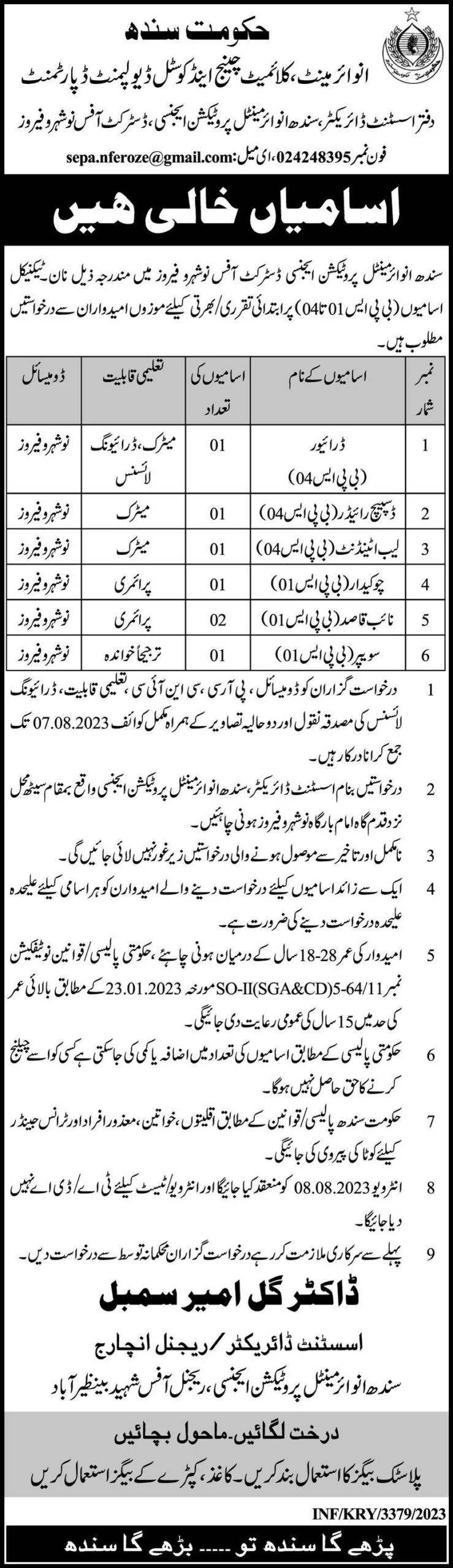 Sindh Environmental Protection Agency (SEPA) Jobs