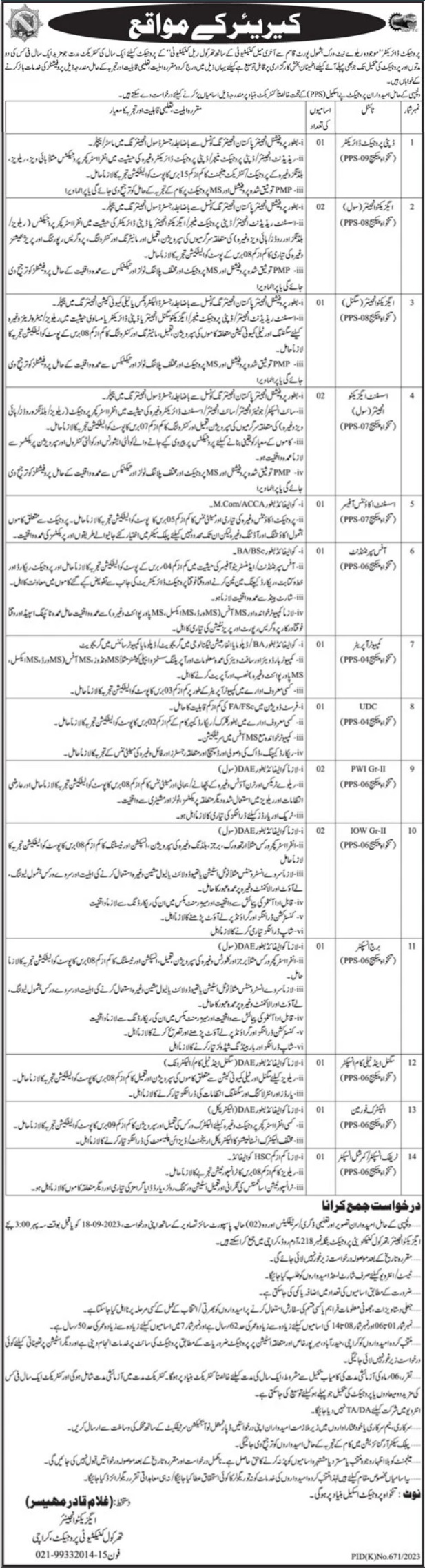 Pakistan Railway Advisory & Consultancy Services Karachi Jobs