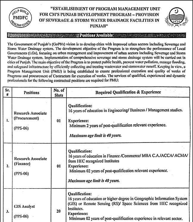 Punjab Municipal Development Fund Company Jobs 2025